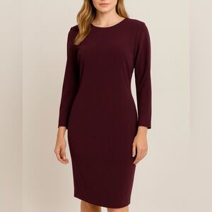 Vince Shiraz Wine Stretch Crepe Knit Sheath Dress Size Large